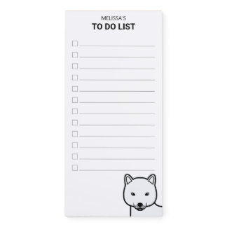 White Shiba Inu Dog To Do List &amp; Name Magnetic Notepad
