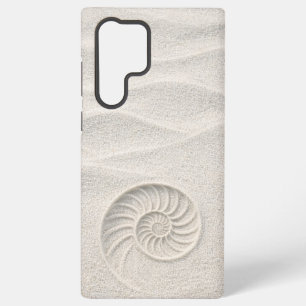 White Shimmer Sand Nautilus Shell Coastal Samsung Galaxy S22 Ultra Case