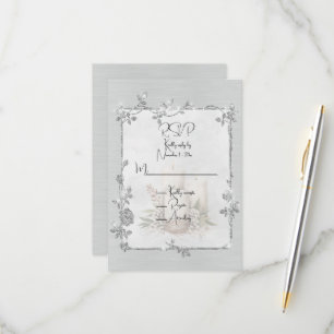 White Shiny Elegant Sparkly Frame RSVP Card