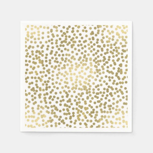 White  Shiny Gold Dots Confetti Elegant Chic Glam Napkins