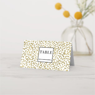 White & Shiny Gold Dots Confetti Elegant Chic Glam Place Card