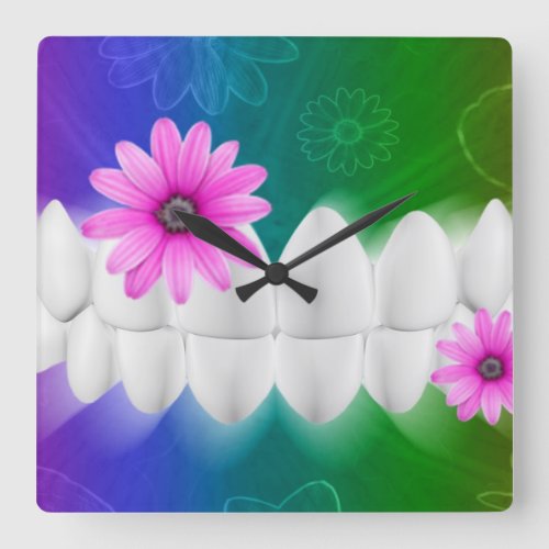 White Shiny Teeth Dentist Wall Clock