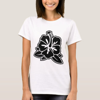White Shirt - Black Hibiscus