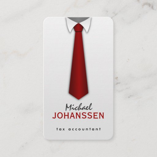 Customizable White Shirt Red Tie Accountant Business Cards