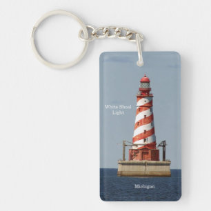 White Shoal Lighthouse rectangle key chain