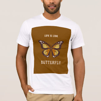 White Short-Sleeve Shirt with Butterfly Design