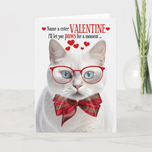 White Shorthair Cat Lover Valentine Feline Humor Holiday Card