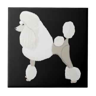 White Show Poodle Ceramic Tile
