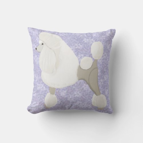 White Show Poodle Throw Pillow