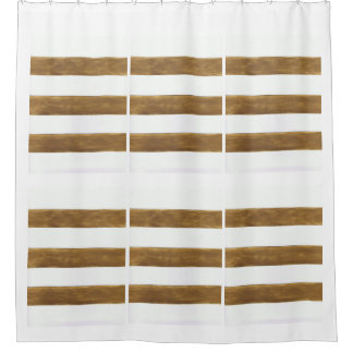 White Shower Curtain with Gold Stripes