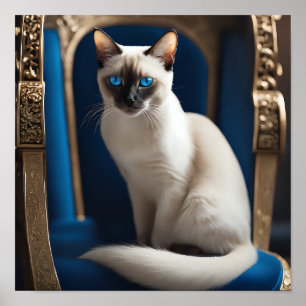 White Siamese Cat  Poster