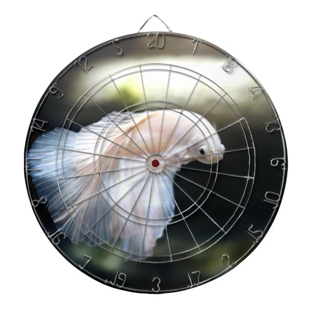 White Siamese Fighting Fish Dart Board (Front)