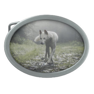 White Siberian Husky Belt Buckle