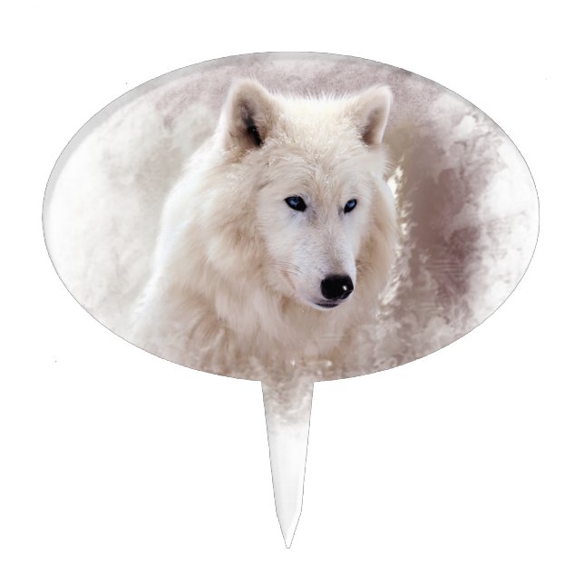WHITE SIBERIAN HUSKY. CAKE TOPPER (Front)