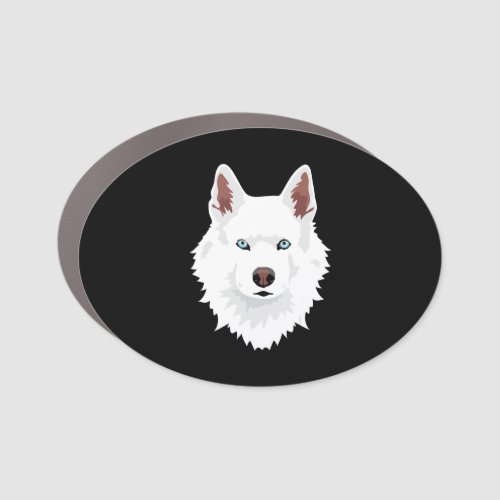 White Siberian Husky Canine _ White Snow Dog Car Magnet
