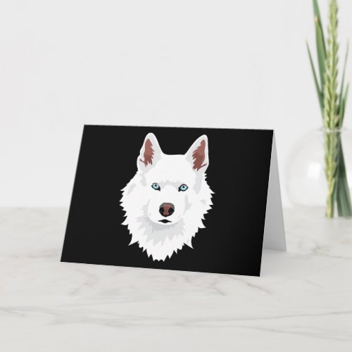 White Siberian Husky Canine _ White Snow Dog Card