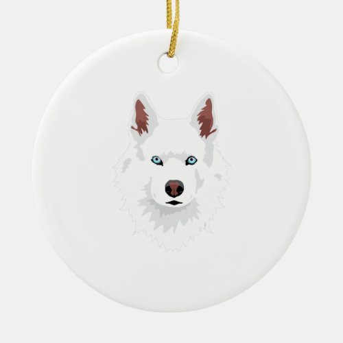 White Siberian Husky Canine _ White Snow Dog Ceramic Ornament