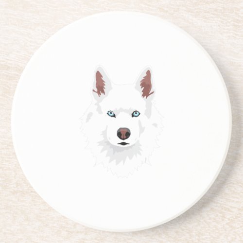 White Siberian Husky Canine _ White Snow Dog Coaster