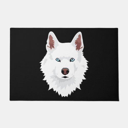 White Siberian Husky Canine _ White Snow Dog Doormat
