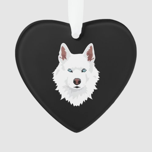 White Siberian Husky Canine _ White Snow Dog Ornament