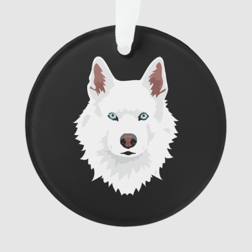 White Siberian Husky Canine _ White Snow Dog Ornament