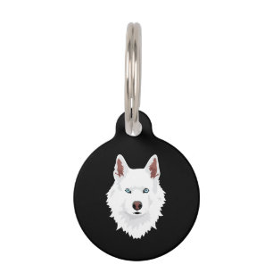 White Siberian Husky Canine - White Snow Dog Pet ID Tag