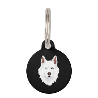 White Siberian Husky Canine - White Snow Dog Pet ID Tag