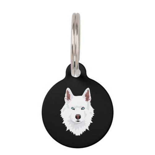 White Siberian Husky Canine _ White Snow Dog Pet ID Tag