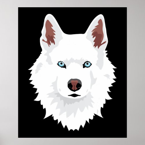 White Siberian Husky Canine _ White Snow Dog Poster