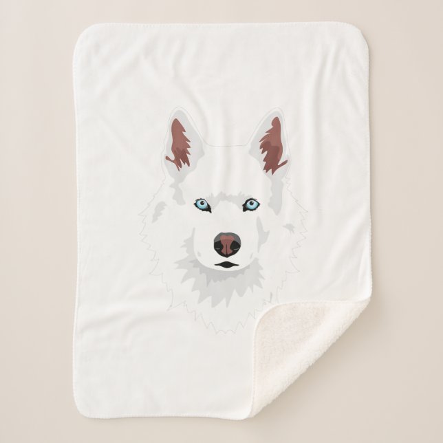 White Siberian Husky Canine - White Snow Dog Sherpa Blanket (Front)