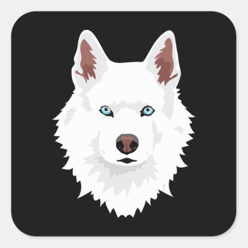 White Siberian Husky Canine _ White Snow Dog Square Sticker