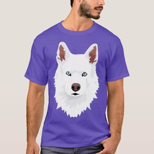 white Siberian Husky canine  white Snow Dog T-Shirt (Front)