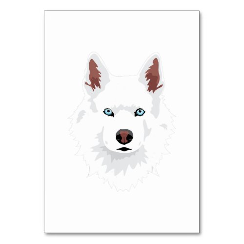White Siberian Husky Canine _ White Snow Dog Table Number