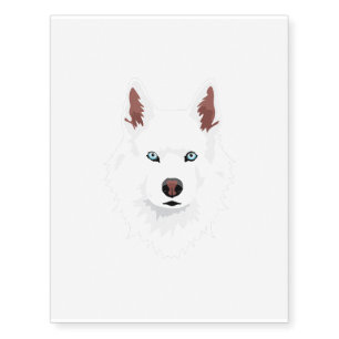 White Siberian Husky Canine - White Snow Dog Temporary Tattoos