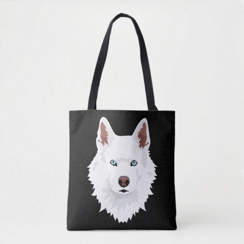 White Siberian Husky Canine _ White Snow Dog Tote Bag