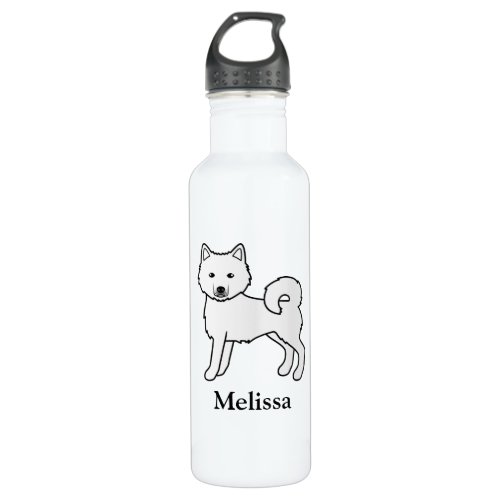 White Siberian Husky Cartoon Dog  Custom Name Stainless Steel Water Bottle