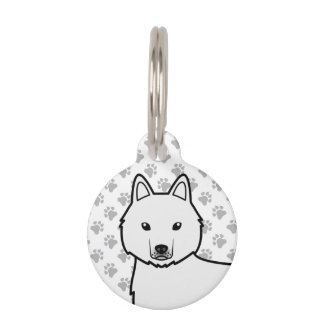 White Siberian Husky Cartoon Dog Head Pet ID Tag