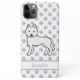 White Siberian Husky Cartoon Dog &amp; Name iPhone 11 Pro Max Case