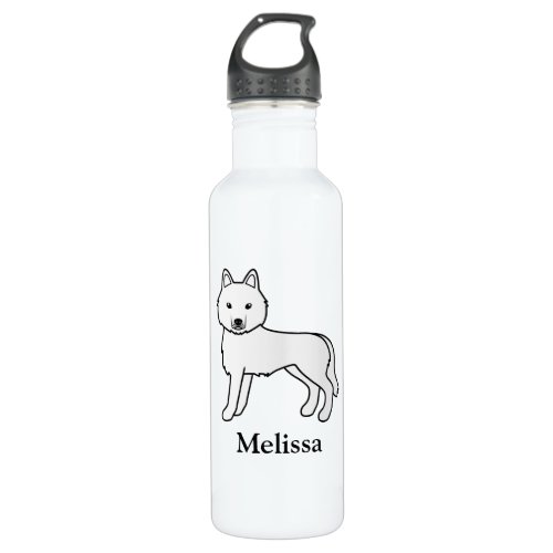 White Siberian Husky Cartoon Dog  Name Stainless Steel Water Bottle