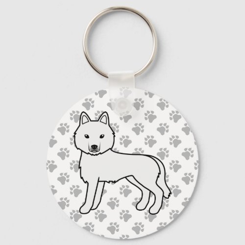 White Siberian Husky Cartoon Dog  Paws Keychain
