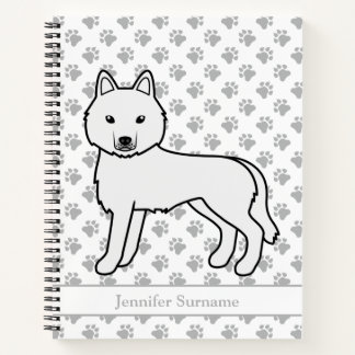 White Siberian Husky Cartoon Dog &amp; Text Notebook