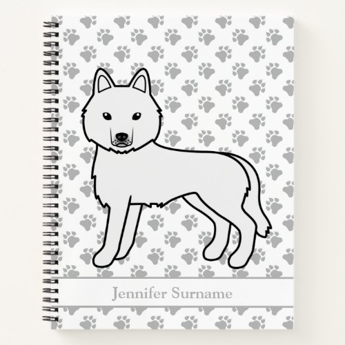 White Siberian Husky Cartoon Dog  Text Notebook