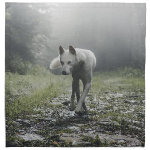 White Siberian Husky Cloth Napkin