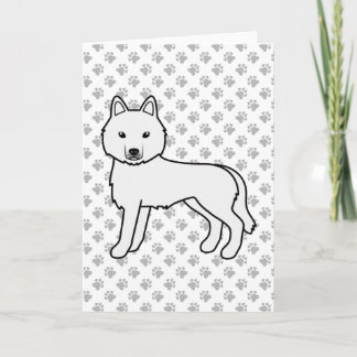 White Siberian Husky Cute Cartoon Dog Card