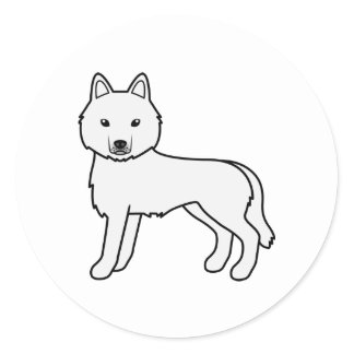 White Siberian Husky Cute Cartoon Dog Classic Round Sticker
