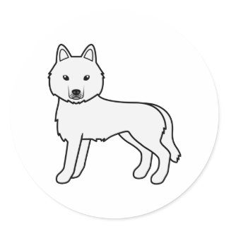 White Siberian Husky Cute Cartoon Dog Classic Round Sticker
