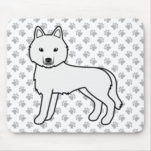 White Siberian Husky Cute Cartoon Dog Mouse Pad