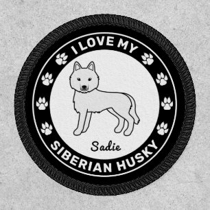 White Siberian Husky Cute Dog Love & Name Patch