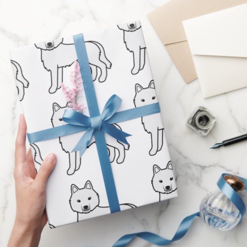 White Siberian Husky Cute Dog Pattern Wrapping Paper