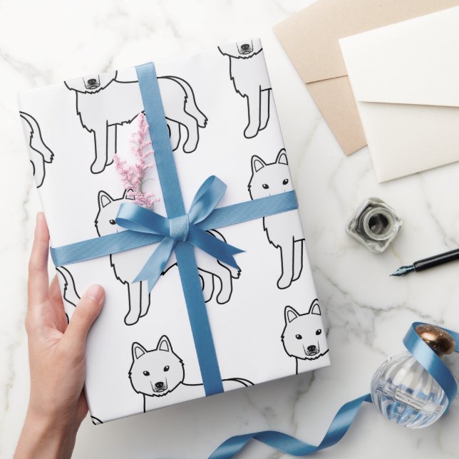White Siberian Husky Cute Dog Pattern Wrapping Paper (Gifting)